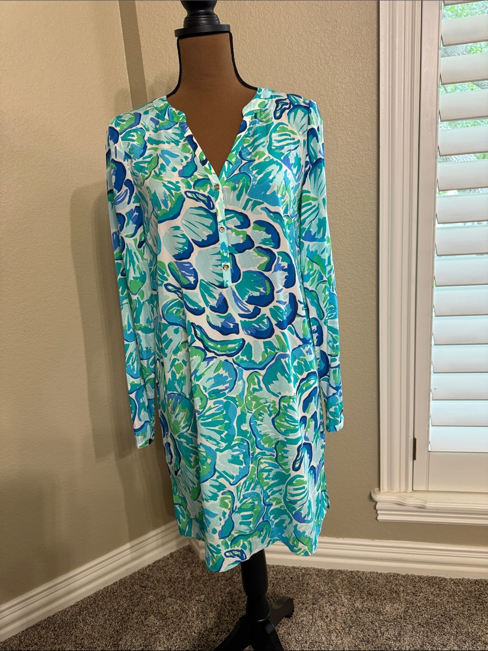 Lilly Pulitzer Blue Green Floral Shift Dress